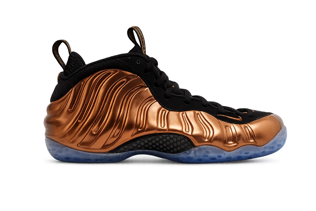 Nike Air Foamposite One in the copper colourway, side profile